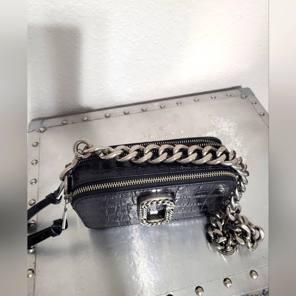 MARC JACOBS BLACK CROC CROSSBODY HANDBAG PURSE - Picture 5 of 10